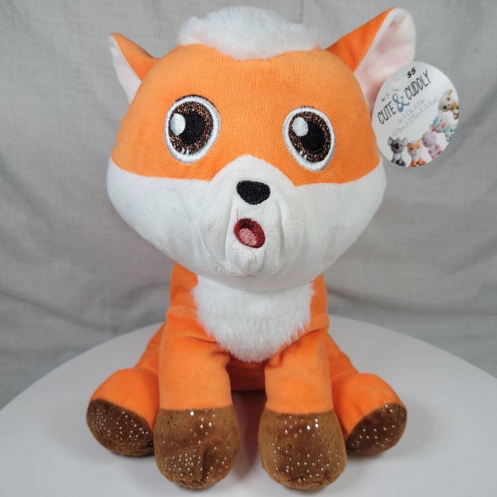 Fox With Sparkle Orange Feet Plush Stuffed Animal 10" Orange and White NWT